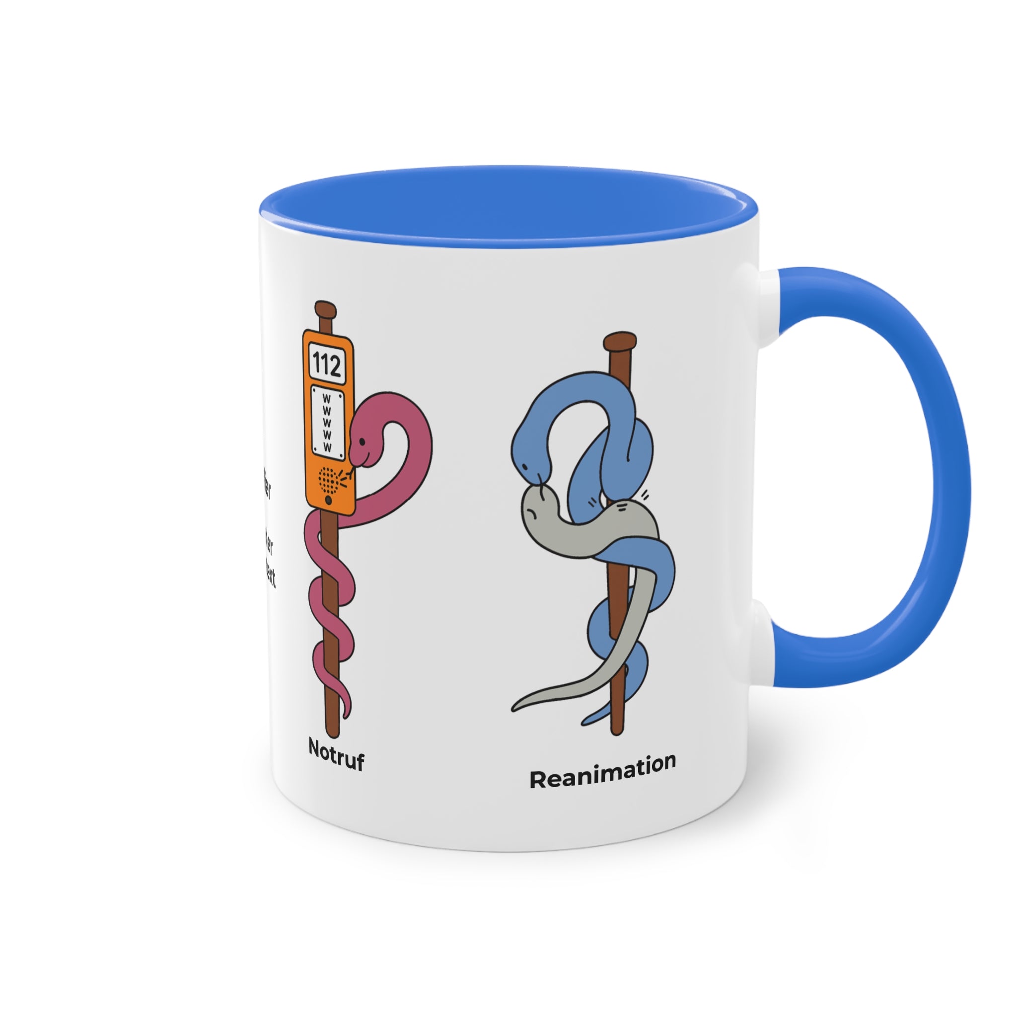 Farbige Tasse des Ersthelfers mit eigenem Text