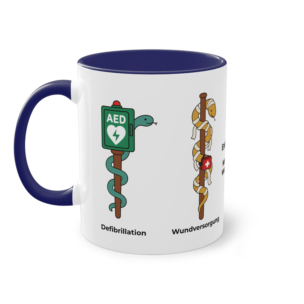 Farbige Tasse der Ersthelferin mit eigenem Text