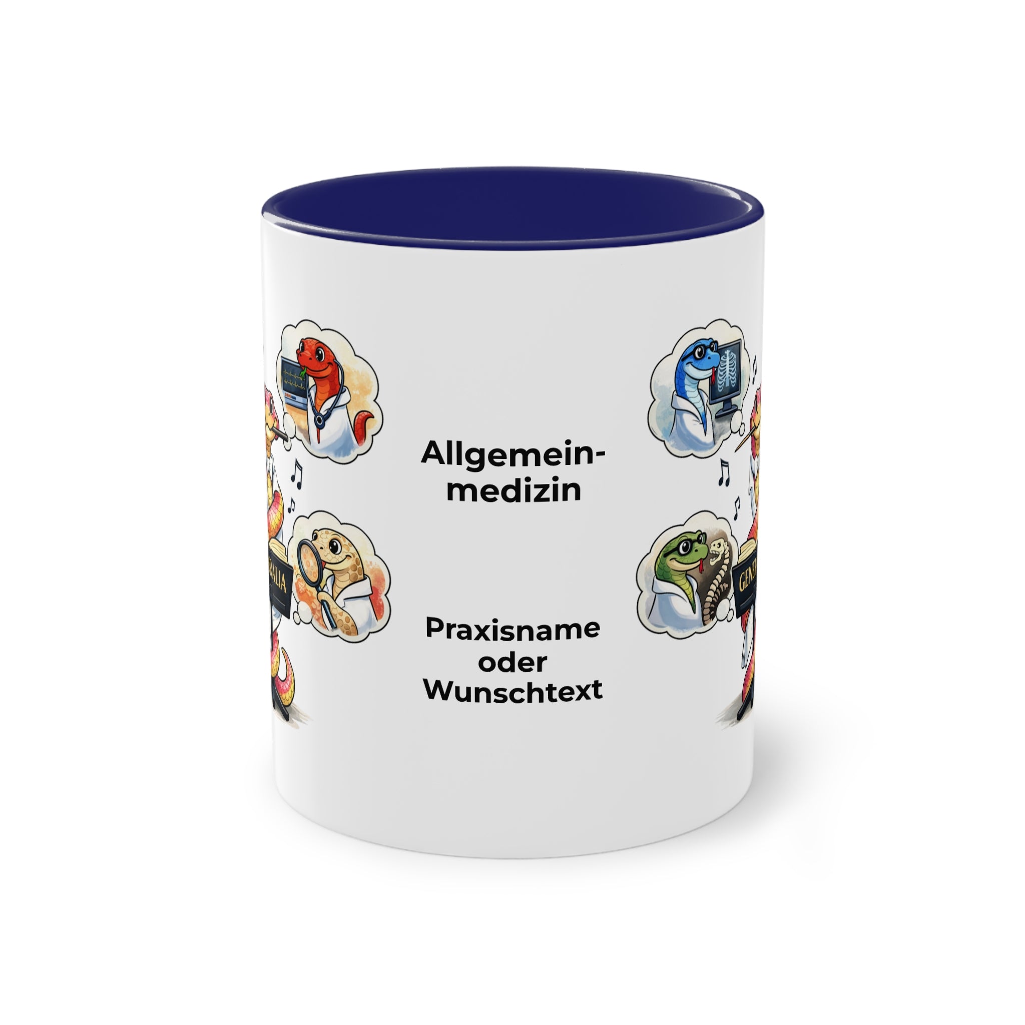 Farbige Tasse der Allgemeinmedizin mit eigenem Text