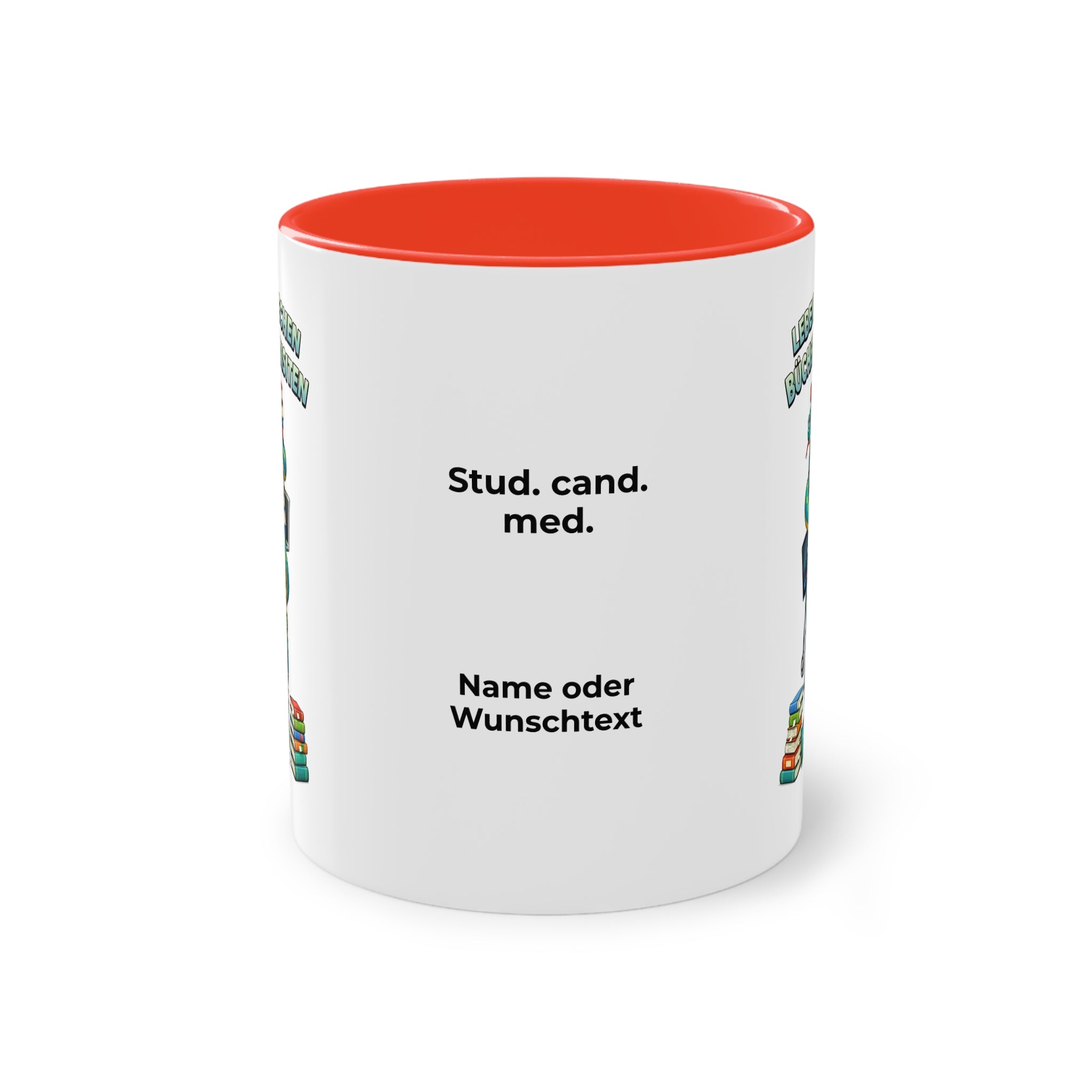 Farbige Tasse der Medizinstudierenden mit eigenem Text
