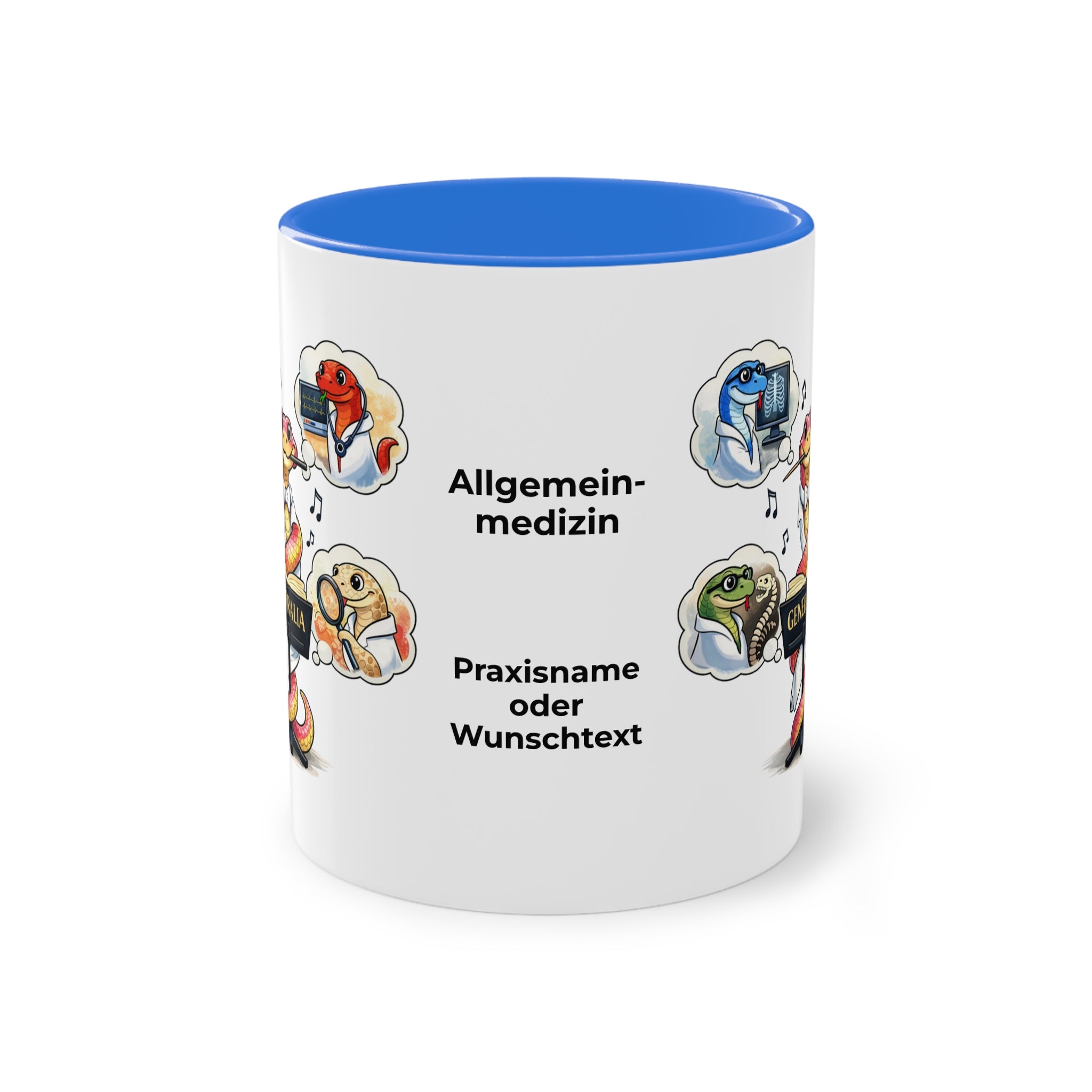 Farbige Tasse der Allgemeinmedizin mit eigenem Text