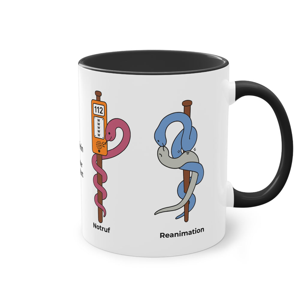 Farbige Tasse der Ersthelferin mit eigenem Text