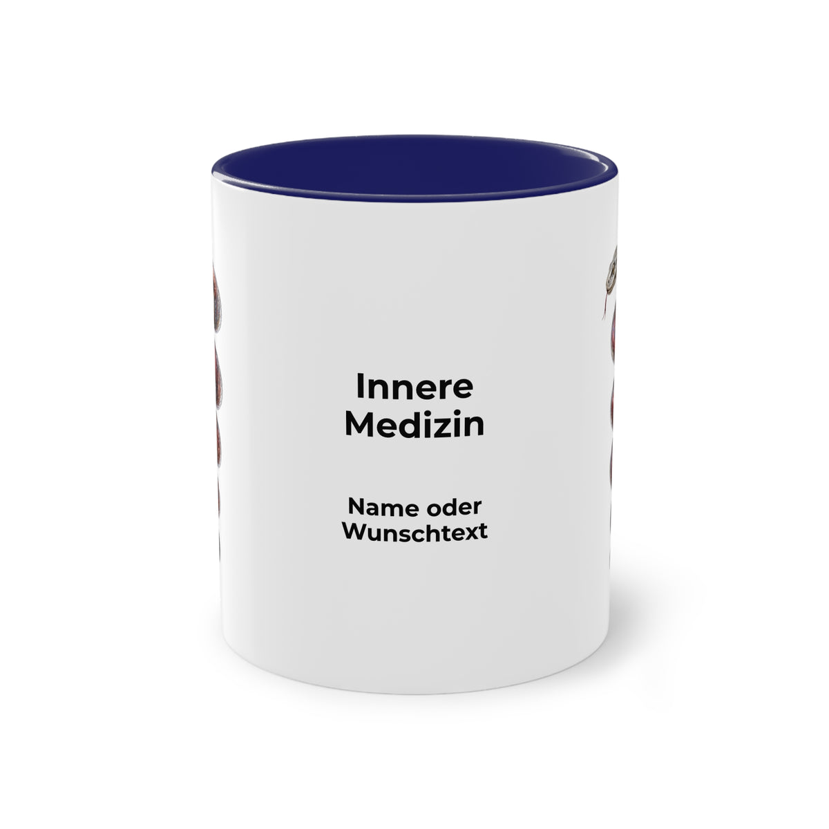 Farbige Tasse der Inneren Medizin mit eigenem Text
