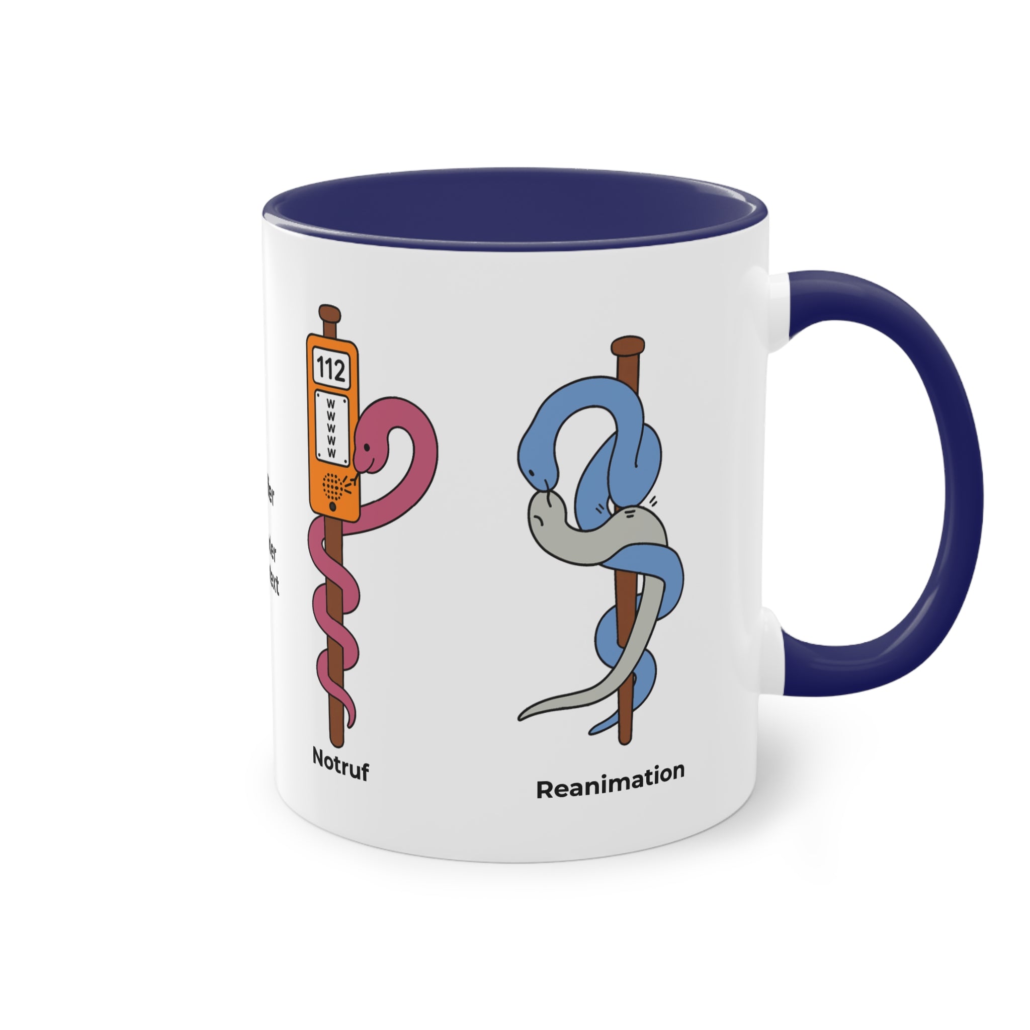 Farbige Tasse des Ersthelfers mit eigenem Text