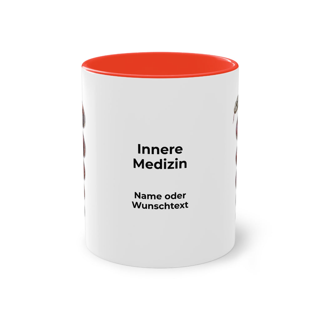 Farbige Tasse der Inneren Medizin mit eigenem Text