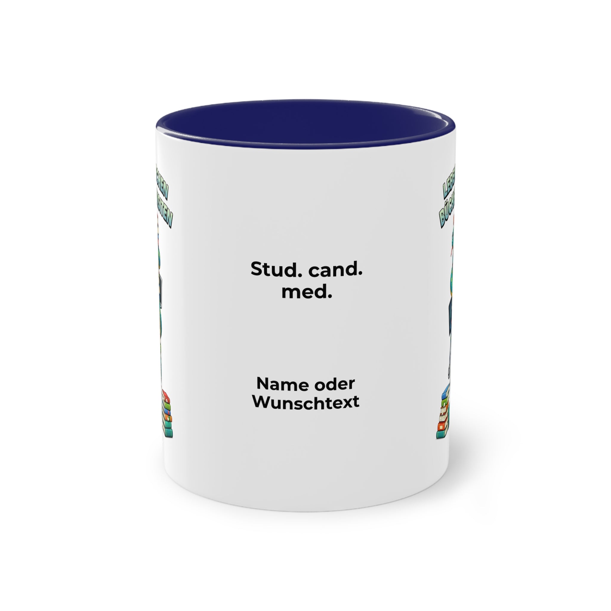 Farbige Tasse der Medizinstudierenden mit eigenem Text