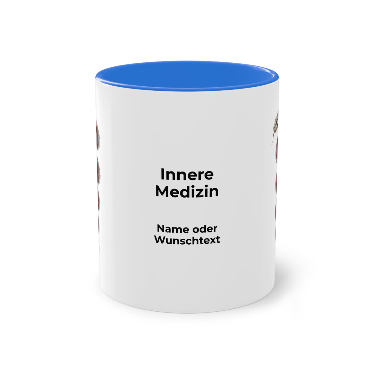 Farbige Tasse der Inneren Medizin mit eigenem Text