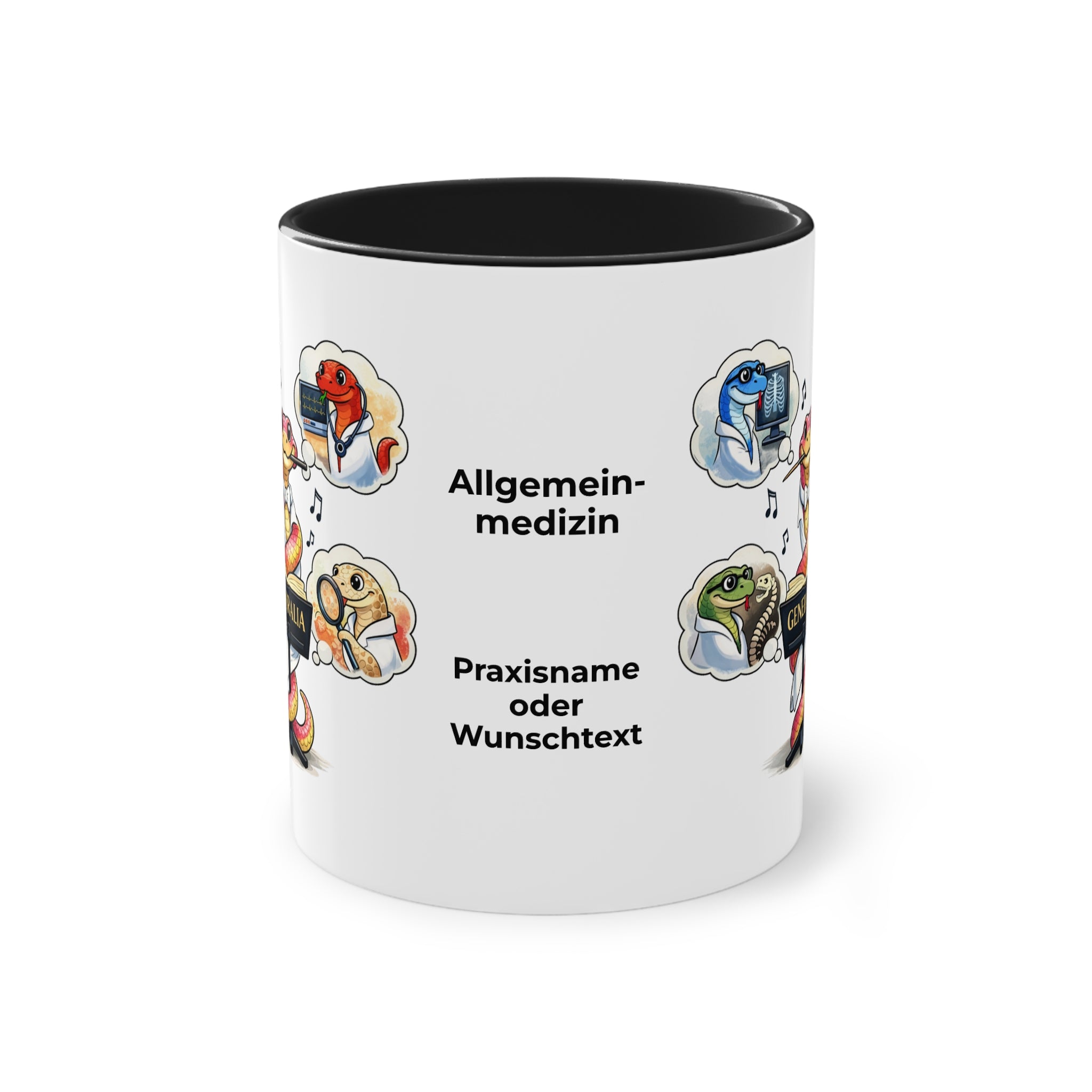 Farbige Tasse der Allgemeinmedizin mit eigenem Text