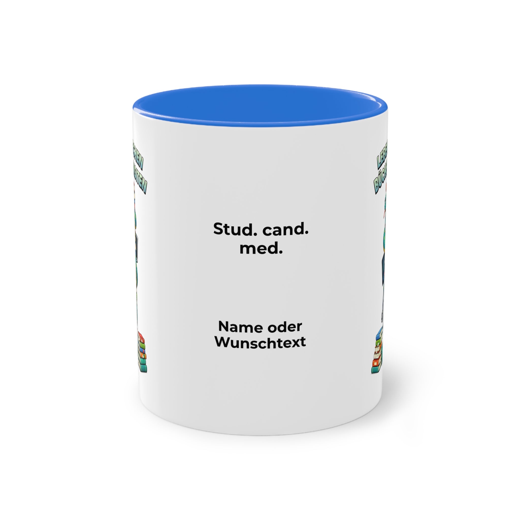 Farbige Tasse der Medizinstudierenden mit eigenem Text